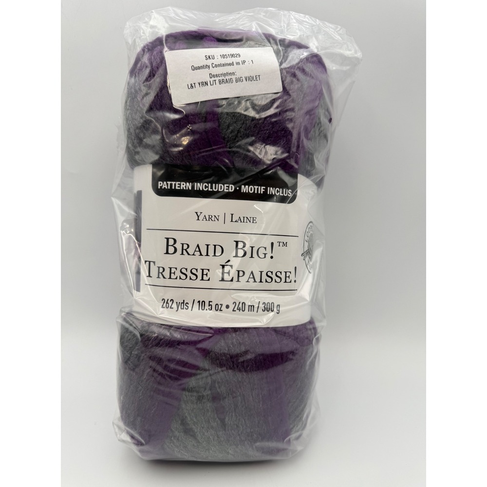 Loops & Threads Braid Big! Super Bulky Yarn Violet Purple 10.5oz 262yds 10519029